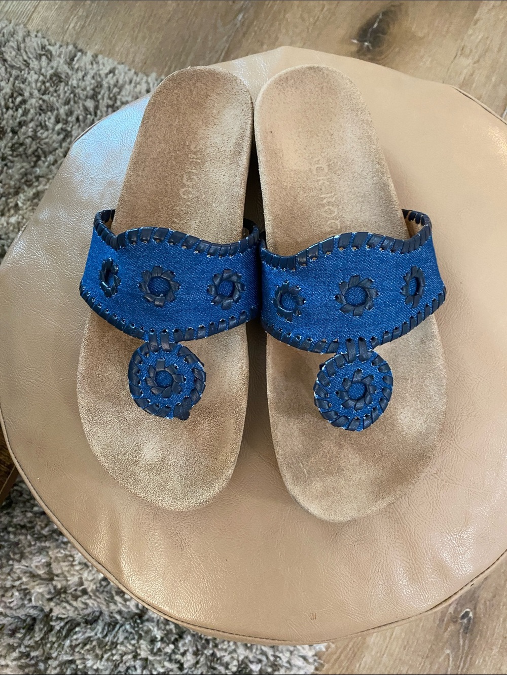 Jack Rogers Denim Blue Women's Slip-On Sandals with Suede insoles